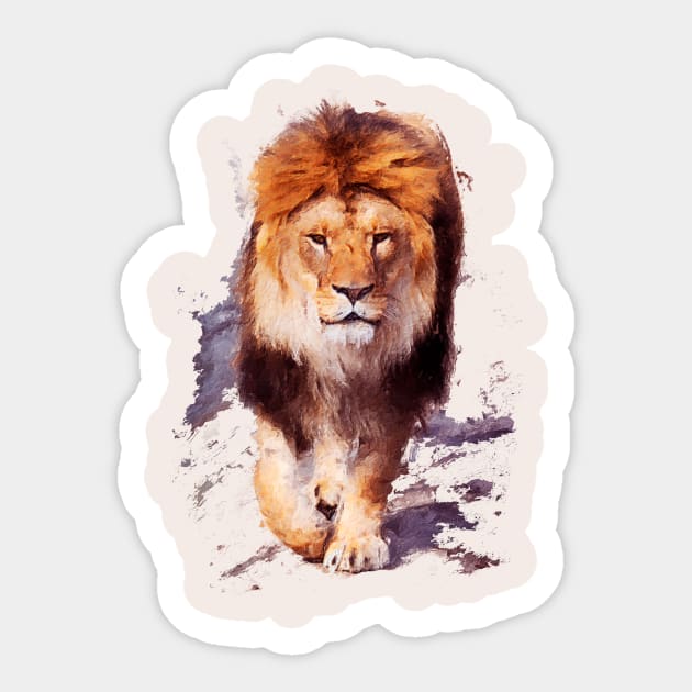 Lion. Watercolour art picture. Wild King. Sticker by g14u